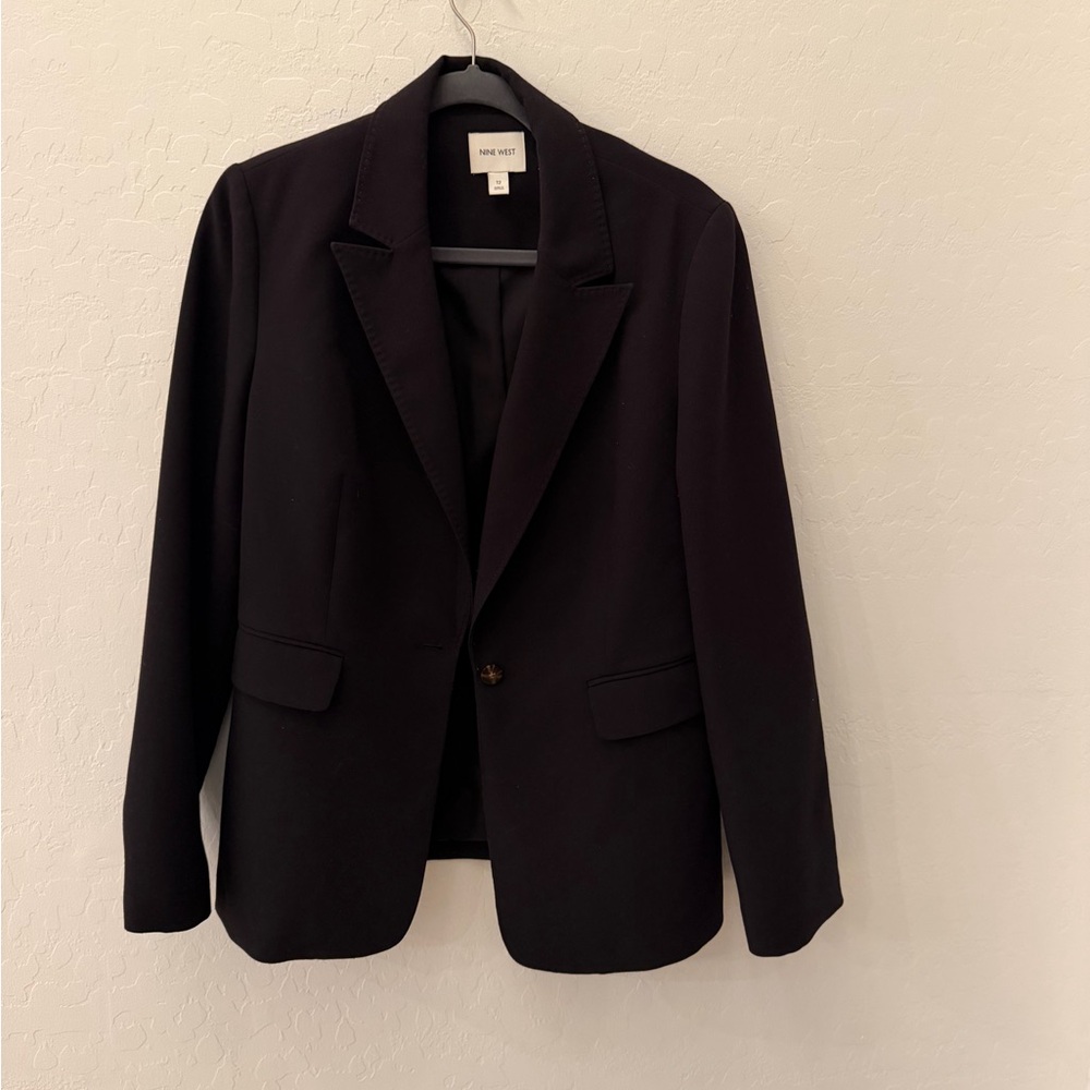 Nine West Black Tailored Blazer – Single Button, Size 12 Excellent Condition